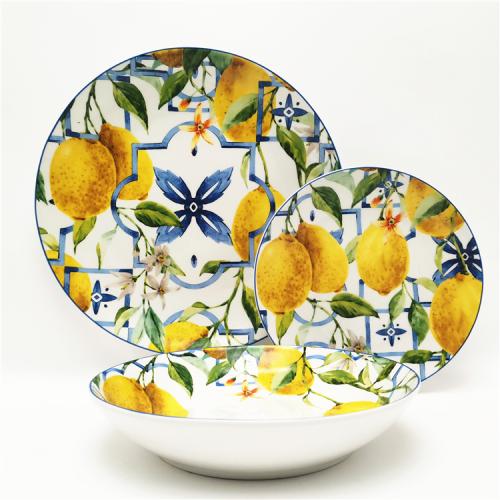 18pcs Lemon design porcelain dinnerware set for 6 persons