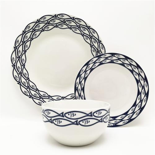 Classic Fish Design Porcelain Dinnerware Set Supplier 