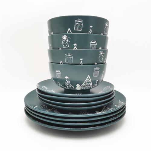 Dark Green Color Glazed Porcelain Dinnerware Supplier