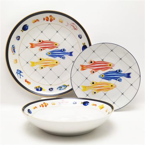 Dive into a World of Exquisite Dining with Our Ocean Fish Design Porcelain Dinnerware!