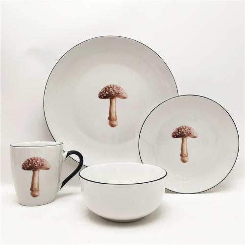 Elegant Mushroom Design Porcelain Dinnerware Set - Perfect for Wholesale