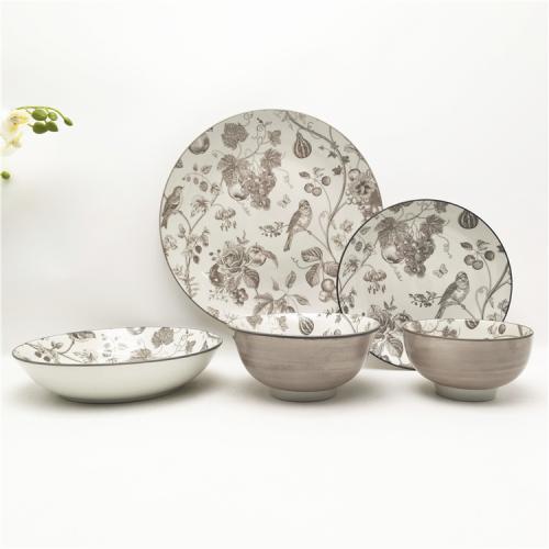 Elegant Vintage Light Brown Porcelain Dinnerware