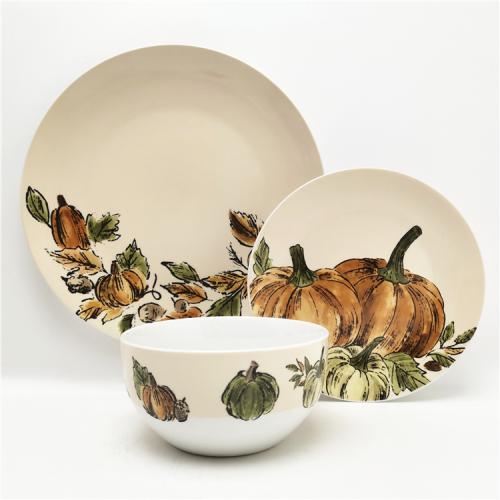 Vintage floral pumpkin design dinnerware set supplier