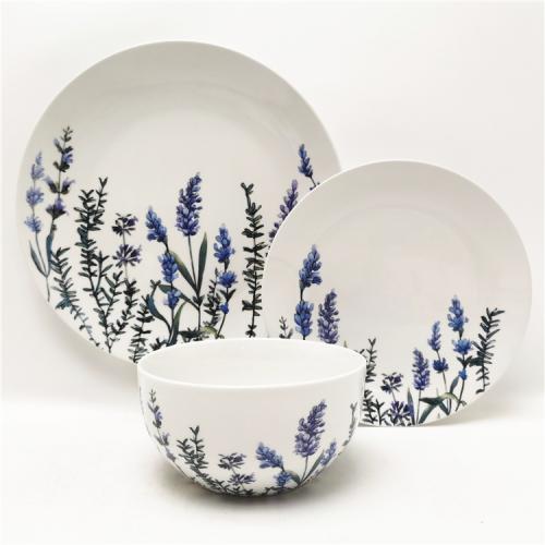 Indulge in the Serenity of Lavender with Our Fine Porcelain Dinnerware Set!