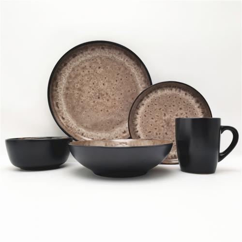 Brown Color Reactive Glaze Design Irregular Ceramic Dinnerware 