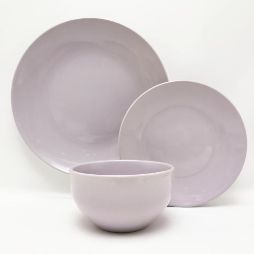 Stoneware Material Purple color glazed 12pcs Dinner Set