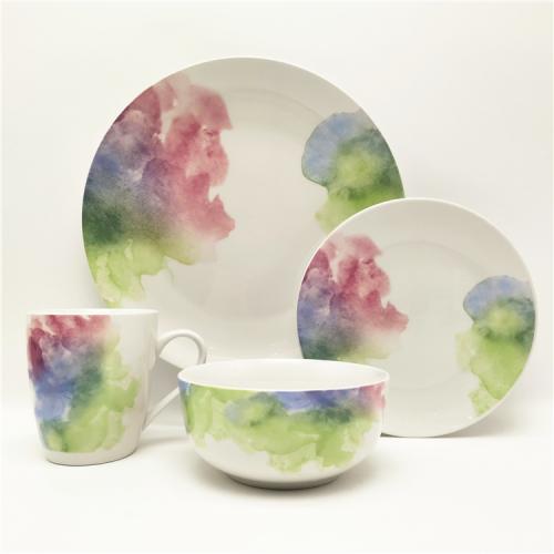 16pcs Decaled Fine Porcelain Dinner Set for 4 Persons 
