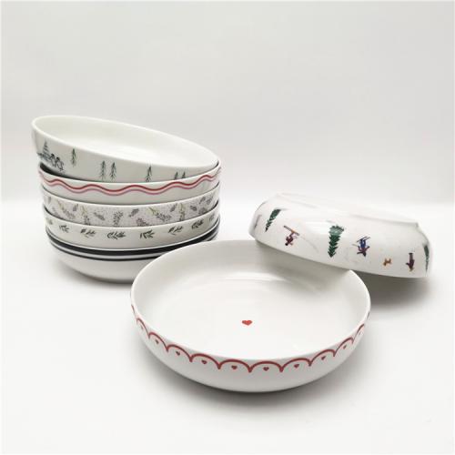 8.5inch/ 1170ml Big Shallow Fine Porcelain Serving Dinner Bowl 