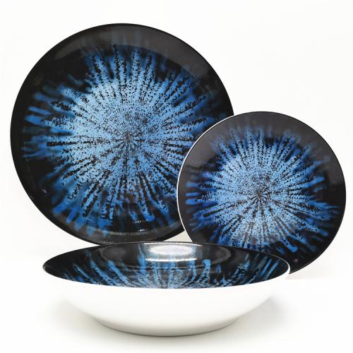 Abstract  Design  Pad Printed 12pcs Porcelain Dinner Set for  4 Persons